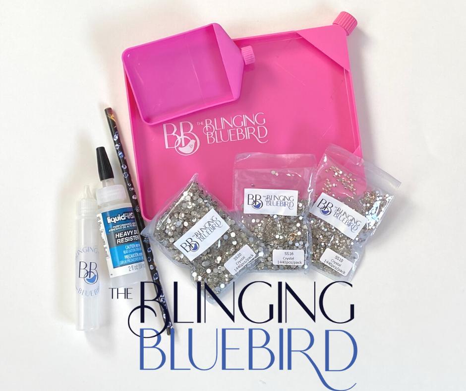 Bluebird Luxury Rhinestone Bling Shiny Custom Lanyard ID Badge