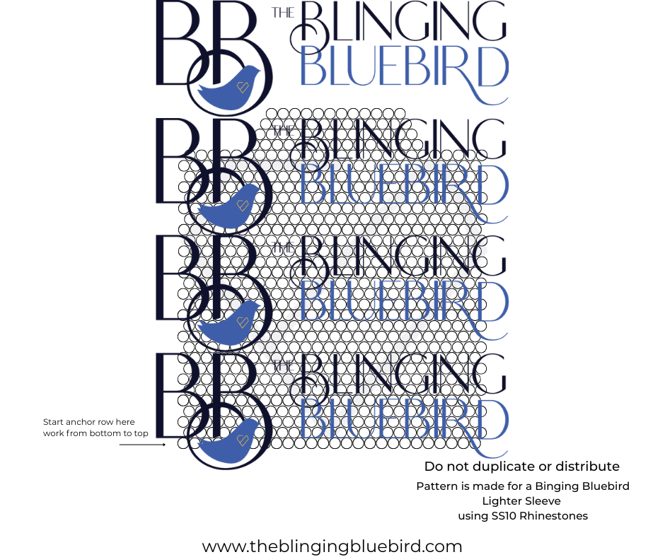 SS10 - Blinging Bluebird Lighter Sleeve Honeycomb Pattern Template