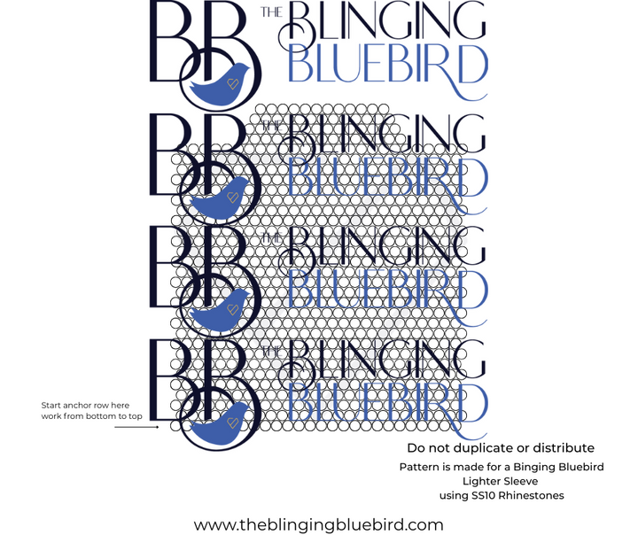 SS10 - Blinging Bluebird Lighter Sleeve Honeycomb Pattern Template