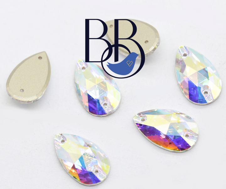 Crystal AB Tear Drop Shape Sew-On Rhinestones