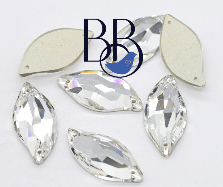 Crystal Leaf Shape Sew-On Rhinestones