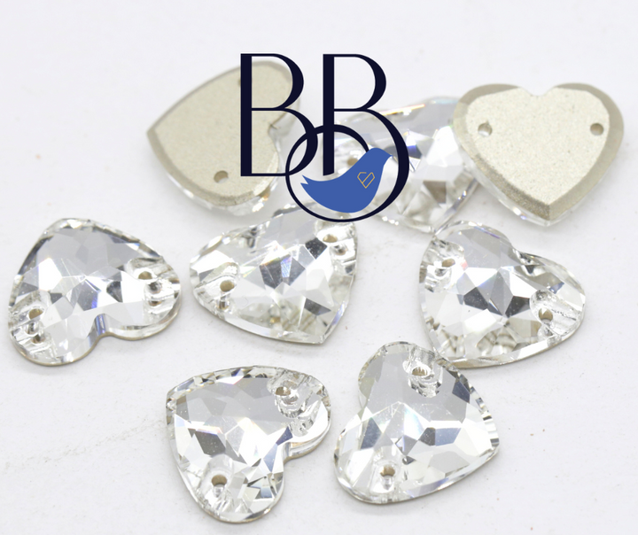 Crystal Fat Heart Shape Sew-On Rhinestones