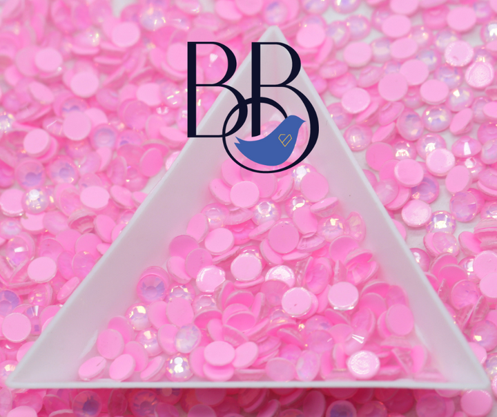 Flashy Opal Creamy Pink Rhinestones
