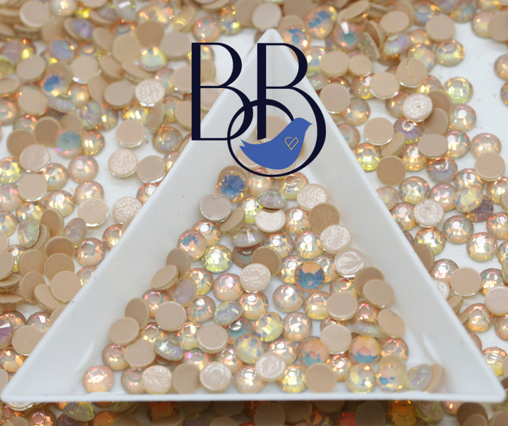 Flashy Opal Maillard Salmon Rhinestones