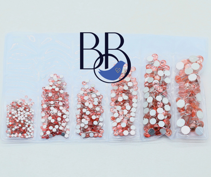 Honey Peach Pink Rhinestones
