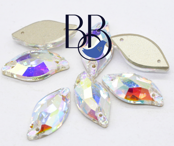 Crystal AB Leaf Shape Sew-On Rhinestones