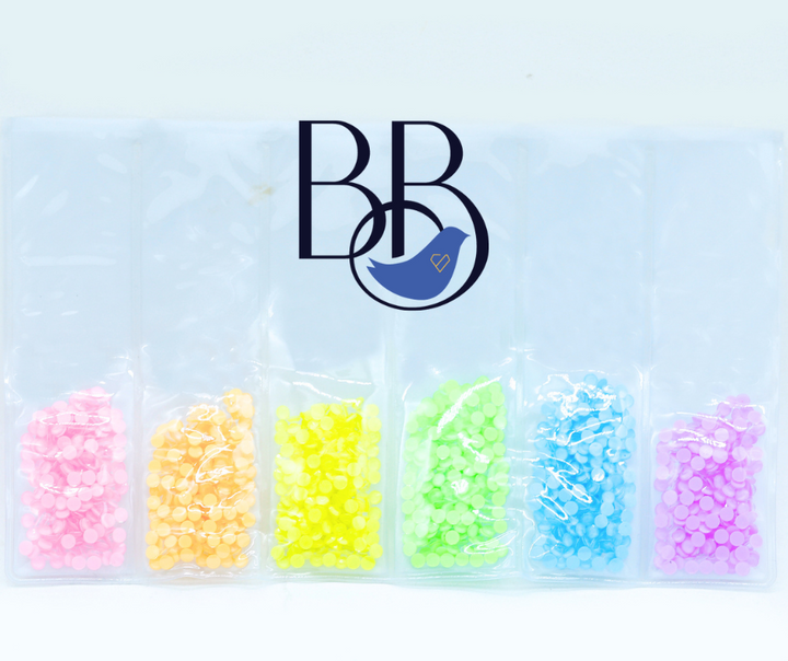6 Color PASTEL NEON Rainbow Rhinestone Multi-Color Pack