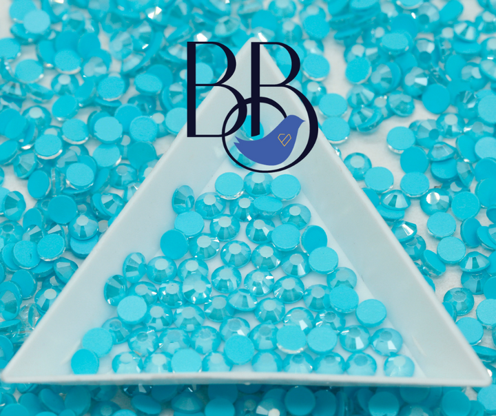 Pearl Mocha Aqua Rhinestones