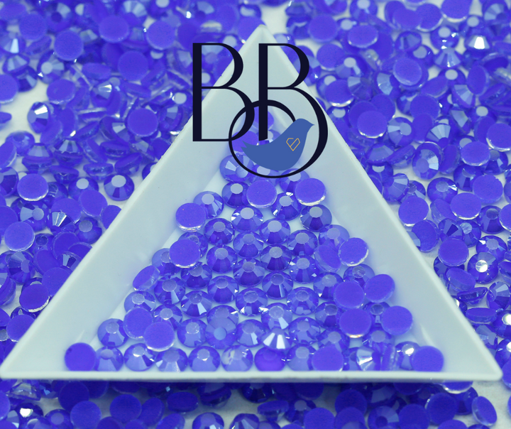 Pearl Mocha Cobalt Blue Rhinestones