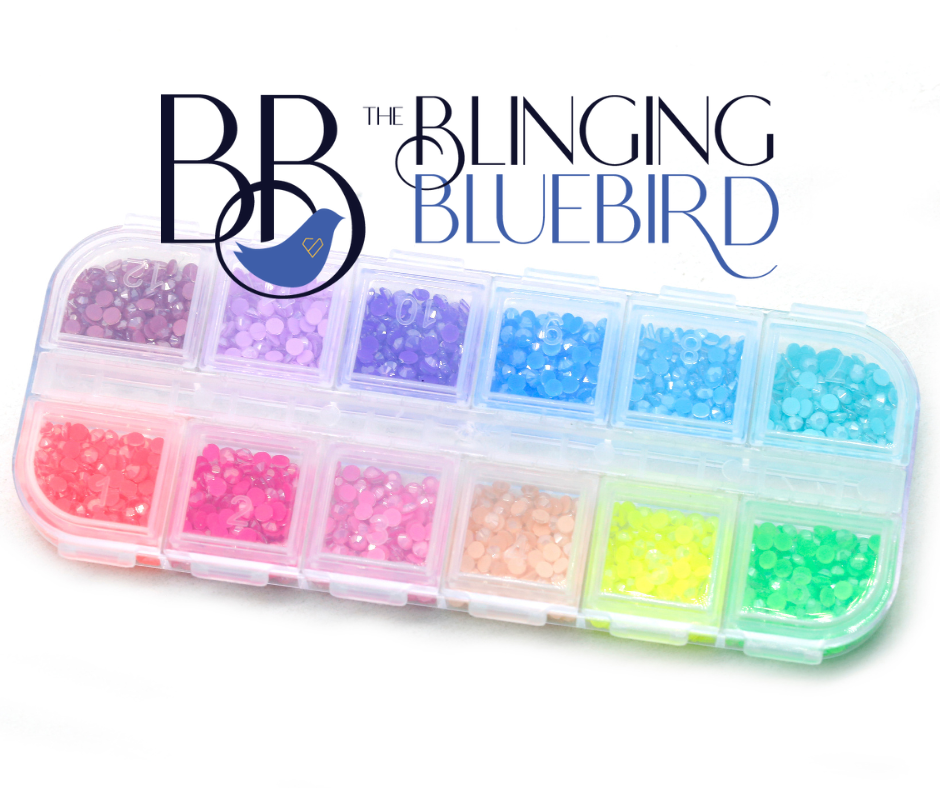 12 Color Pearl Mocha Rainbow Rhinestone SS10 Multi-Color Pack