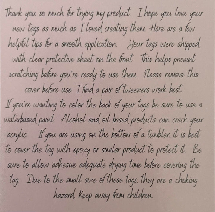 Acrylic Mini Made With Love Tag (5 pack)