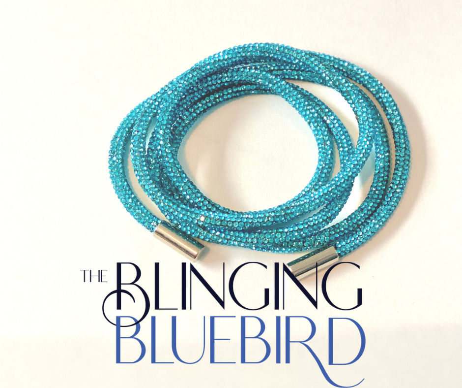 Rhinestone Hoodie Strings - Aqua