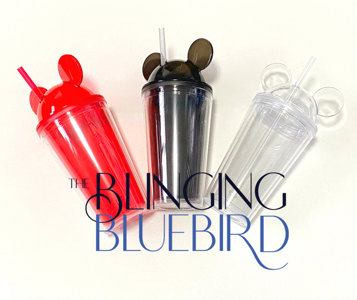 Mouse Ear Double Wall Acrylic Tumbler With Matching Lid And Straw
