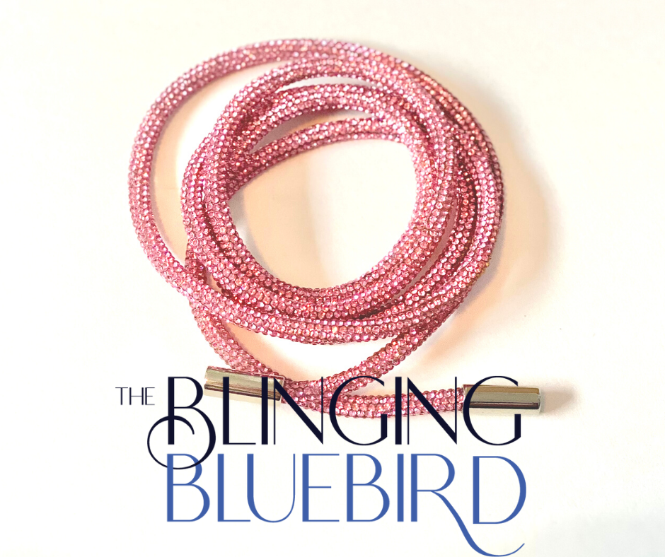 Rhinestone Hoodie Strings - Rose