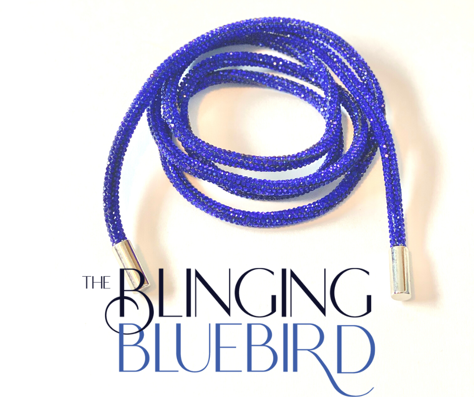 Rhinestone Hoodie Strings - Sapphire