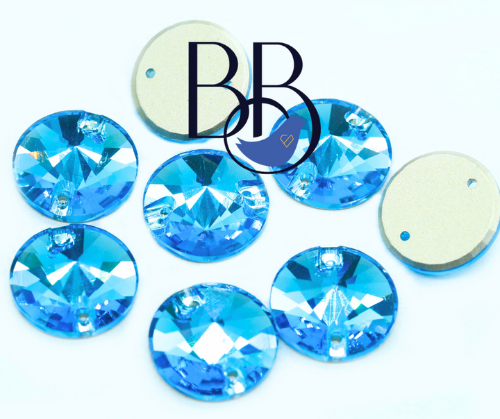 Aqua Rivoli Sew-On Rhinestones