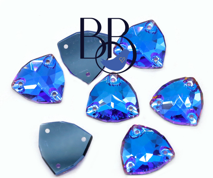Bermuda Blue Fat Triangle Sew-On Rhinestones