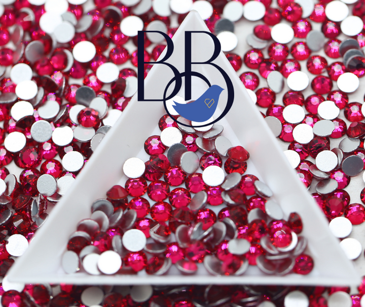 Deep Peach Red Rhinestones