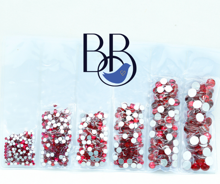 Deep Peach Red Rhinestones