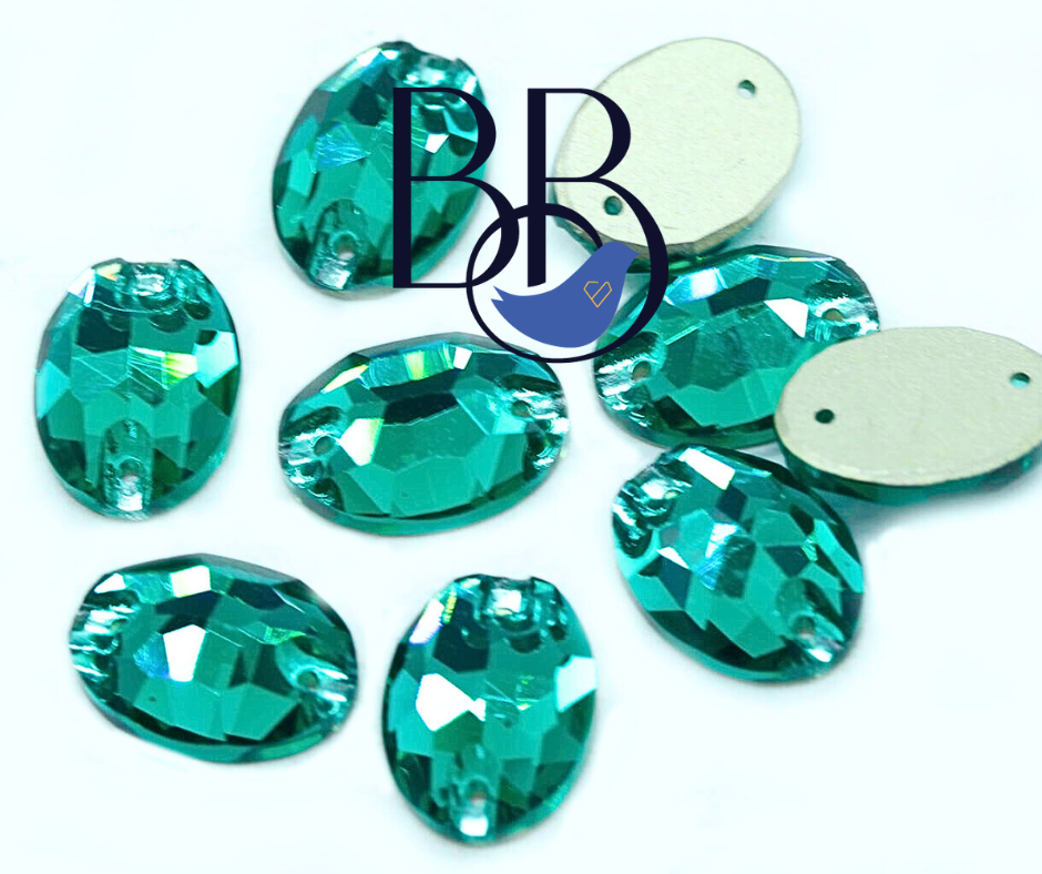 Emerald Oval Sew-On Rhinestones