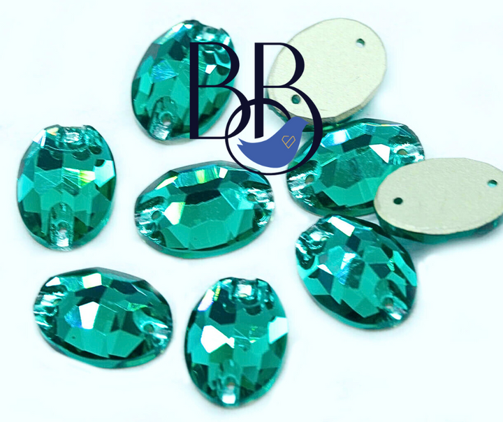 Emerald Oval Sew-On Rhinestones