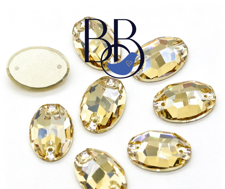 Golden Shadow Oval Sew-On Rhinestones