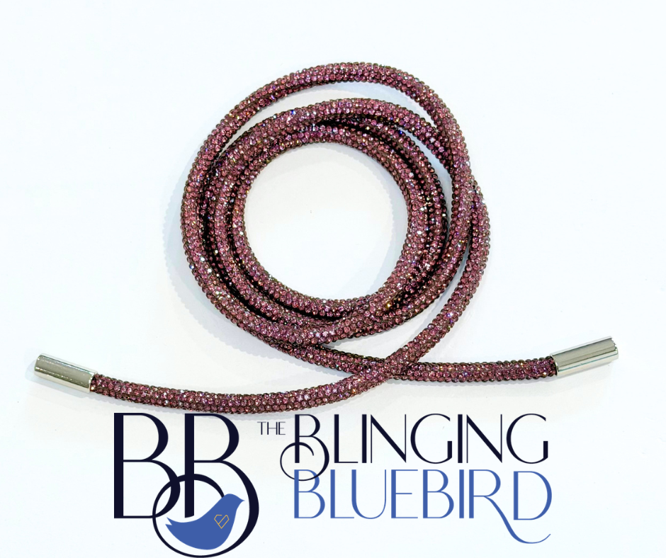 Rhinestone Hoodie Strings - Light Amethyst