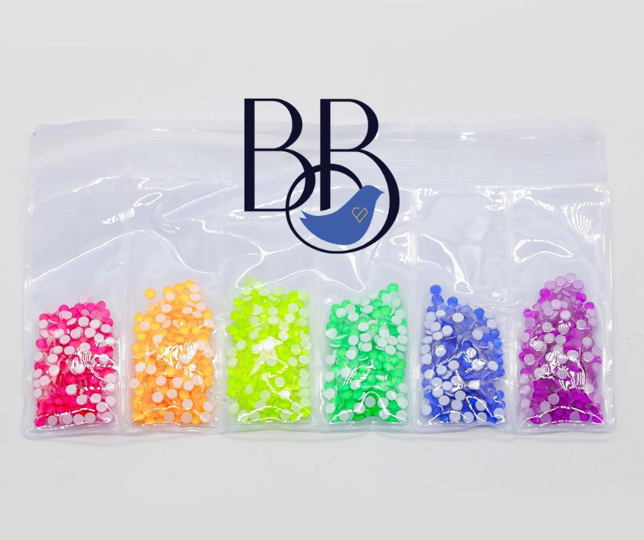 6 Color NEON Rainbow Rhinestone Multi-Color Pack