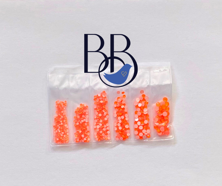 Neon Medium Orange Rhinestones