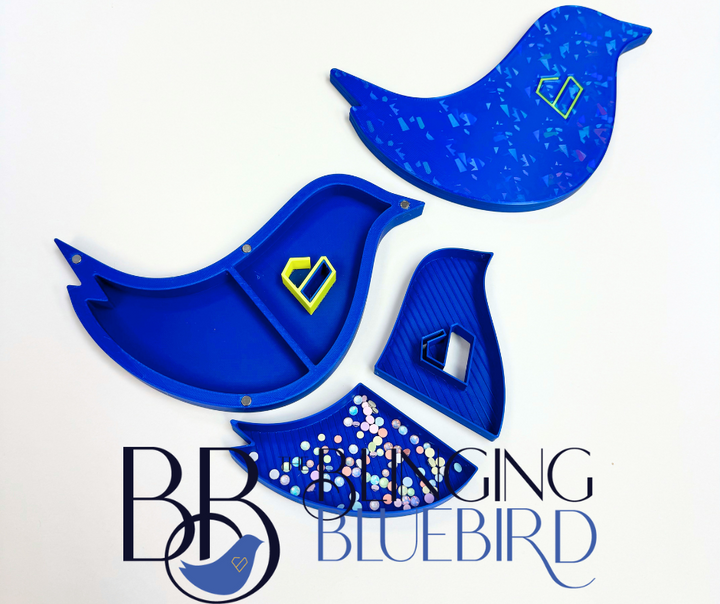 Blinging Bluebird Rhinestone Tray with Magnetic Lid