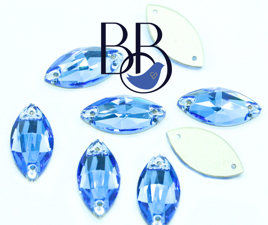 Sapphire Horse Eye Sew-On Rhinestones