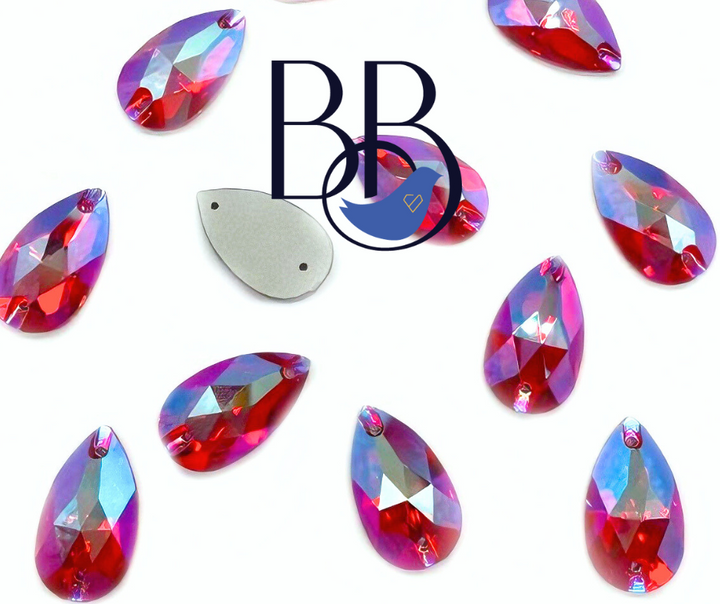 Light Siam SI Teardrop Sew-On Rhinestones