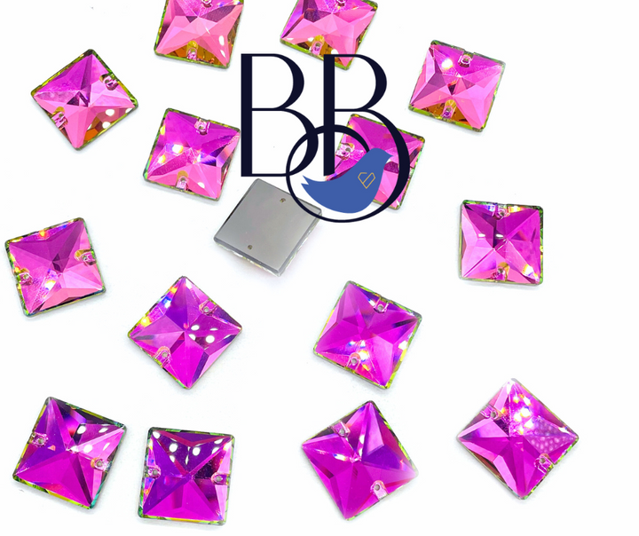 Vitrail Rose Square Sew-On Rhinestones