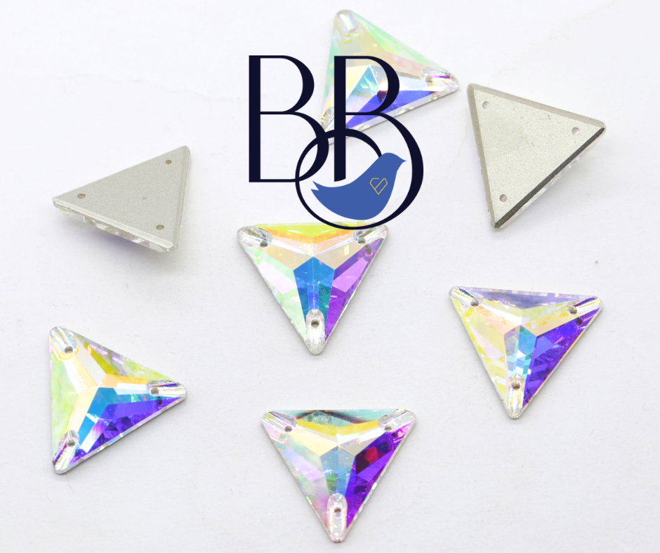 Crystal AB Triangle Shape Sew-On Rhinestones