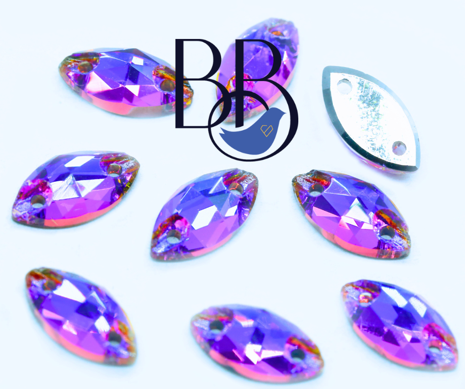Violet Blue Horse Eye Sew-On Rhinestones