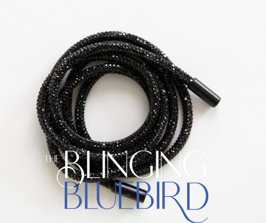 Rhinestone Hoodie Strings - Black - The Blinging Bluebird