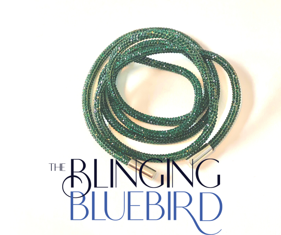 Rhinestone Hoodie Strings - Emerald