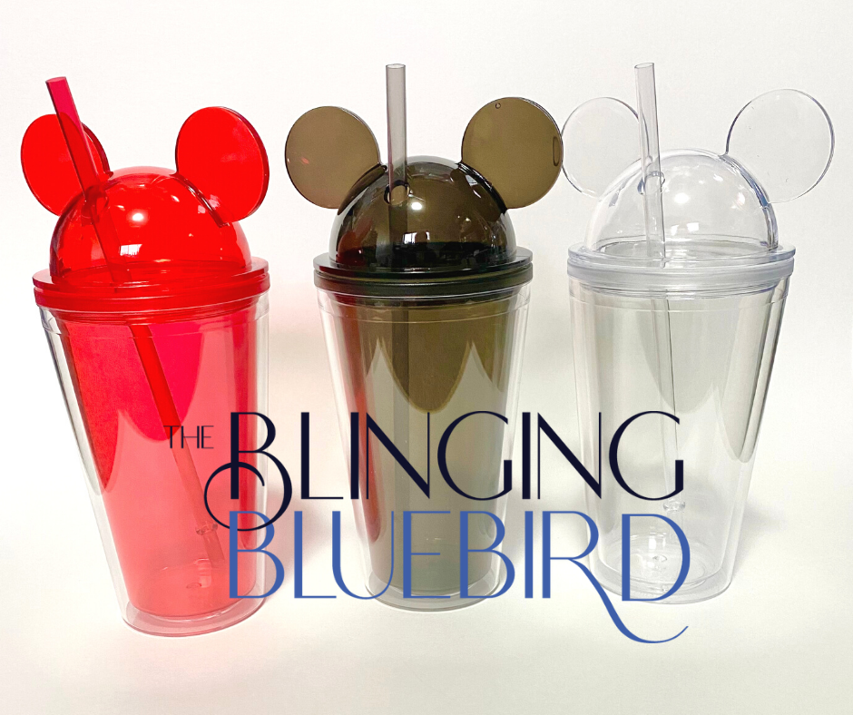 Mouse Ear Double Wall Acrylic Tumbler With Matching Lid And Straw