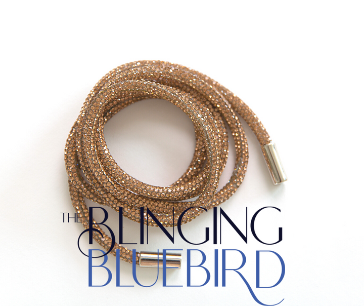 Rhinestone Hoodie Strings - Light Topaz (Gold) - The Blinging Bluebird
